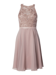 Cocktailkleid aus Chiffon und floraler Spitze von Luxuar Braun - 28