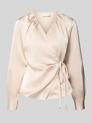 Wickelbluse aus Satin Modell 'Caprina' von Neo Noir Beige - 10