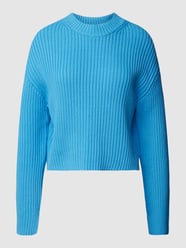Sweter z dzianiny z okrągłym dekoltem model ‘BOXY’ od Tom Tailor Denim Niebieski - 3