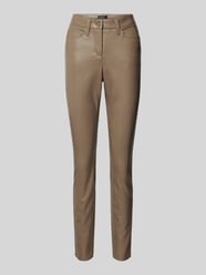 Slim fit broek in leerlook, model 'RAY' van Cambio Bruin - 25