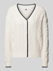 Strickcardigan mit Zopfmuster Modell 'BUBBLE CABLE FLAG' von Tommy Jeans Beige - 2