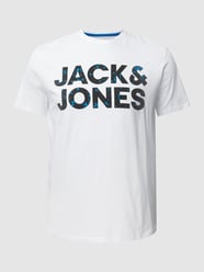 PLUS SIZE T-shirt met labelprint, model 'NEON POP' van Jack & Jones Plus Wit - 29