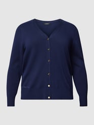 Kardigan PLUS SIZE z dekoltem w serek model ‘DENZEL’ od Lauren Ralph Lauren Curve Niebieski - 15