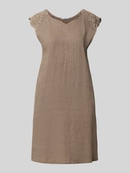 Mini-jurk van linnenmix met stitchings van ZABAIONE Beige - 48