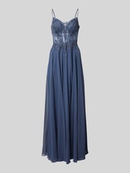 Abendkleid mit floralen Stickereien von Luxuar Blau - 31