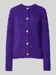 Strickjacke mit gerippten Abschlüssen von Milano Italy Lila - 39