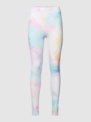 Legginsy z nadrukiem z logo od BOSS Orange Biały - 7