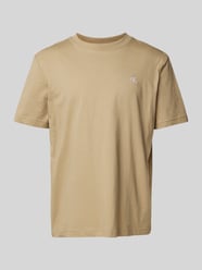 T-shirt met geribde ronde hals van Calvin Klein Jeans Beige - 26