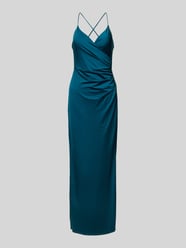 Abendkleid mit seitlicher Raffung von Jake*s Cocktail Blau - 5