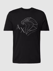 T-Shirt mit Label-Motiv-Stitching von ARMANI EXCHANGE Schwarz - 40