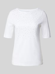 T-shirt z obszyciem ozdobnymi kamieniami i okrągłym dekoltem od Christian Berg Woman - 37