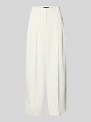 wide fit stoffen broek van viscosemix met bandplooien van Luisa Cerano - 3