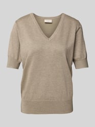 Gebreid shirt met V-hals, model 'Katie' van FREE/QUENT Beige - 5