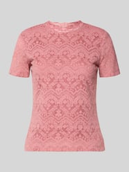 T-shirt z koronki z okrągłym dekoltem od Jake*s Collection Fuksjowy - 41