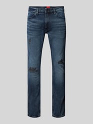 Slim Fit Jeans im Destroyed-Look Modell 'HUGO 734' von HUGO Blau - 18