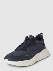 Sneakersy z detalami z logo w kontrastowym kolorze model ‘Leon’ od HUGO Niebieski - 48