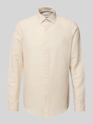 Slim Fit Freizeithemd aus Leinen-Baumwoll-Mix von Jake*s Beige - 28