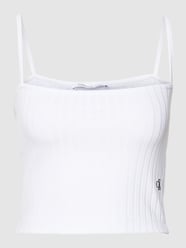 Top krótki z prążkowaniem od Calvin Klein Jeans Biały - 45