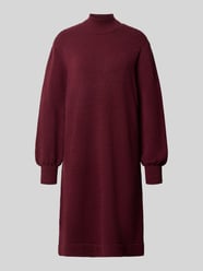 Knielanges Strickkleid aus Viskose-Mix mit Stehkragen von MORE & MORE Bordeaux - 42