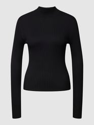 Shirt met lange mouwen in riblook van QS by s.Oliver Grijs / zwart - 34