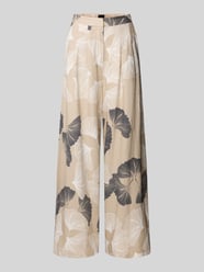 Wide Fit Stoffhose aus Leinen-Viskose-Mix mit gelegten Falten von Stefanel Beige - 37