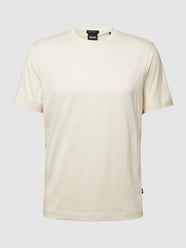 T-shirt z prążkowanym okrągłym dekoltem od BOSS Biały - 45