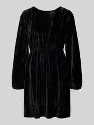 Zeagoo Elegante cocktailjurk voor dames, lange mouwen, V-hals, hoge taille, bodycon, partyjurk, glanzende clubjurk, Donkerblauw, S