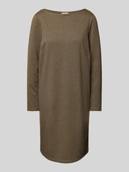 Knielanges Kleid aus Jacquard mit Hahnentritt und U-Boot-Ausschnitt von Tom Tailor Beige - 1