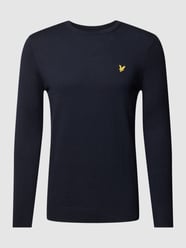Sweter z dzianiny z naszywką z logo model ‘Merino’ od Lyle & Scott Niebieski - 9