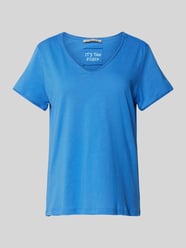 T-Shirt mit abgerundetem V-Ausschnitt von Smith and Soul Blau - 2
