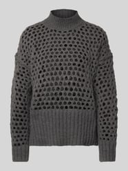 Regular fit gebreide pullover met broderie anglaise, model 'BILLIE' van Only Grijs / zwart - 16