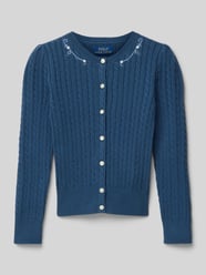 Cardigan mit Zopfmuster von Polo Ralph Lauren Kids Blau - 1