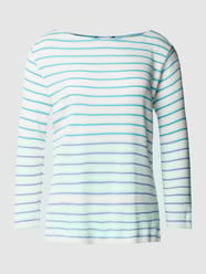 T-Shirt mit Viskose-Anteil und Streifenmuster von comma Türkis - 44