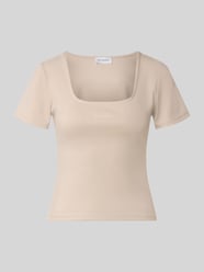 Slim Fit t-shirt met vierkante hals model 'Kalina' van OH APRIL Beige - 44