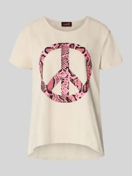 Relaxed Fit T-Shirt mit Motiv-Print Modell 'Peace' von miss goodlife Beige - 6