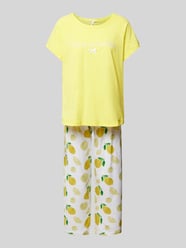 Piżama z wyhaftowanym napisem model ‘Frisch und fröhlic’ od LOUIS & LOUISA Żółty - 23