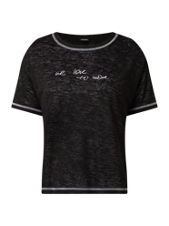 T-shirt met etskanteffect van Taifun Zwart - 5