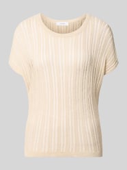 regular fit T-shirt van viscosemix in semitransparant design van COMMA Beige - 2