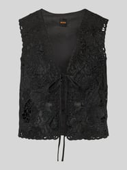 Haftowany top z mieszanki bawełny z detalami do wiązania model 'IRIKA' od BOSS Orange - 4