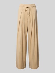 Wide Leg Stoffhose mit Bindegürtel Modell 'JEFF' von SUNCOO PARIS Beige - 39