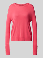Regular Fit Pullover aus Viskose-Mix mit Knopfdetails am Ärmel von Tom Tailor Pink - 33