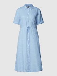 Sukienka midi z lnu z listwą guzikową od Tommy Hilfiger Niebieski - 30