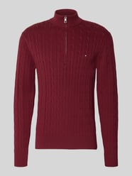 Regular Fit Troyer aus reiner Baumwolle mit Logo-Stitching von Tommy Hilfiger Bordeaux - 9