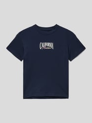 T-Shirt mit Statement-Print Modell 'PALMA' von Jack & Jones Blau - 38