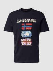 T-shirt met labelprint, model 'GORFOU' van Napapijri Blauw - 23