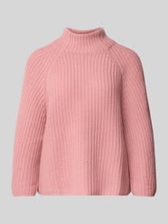 Sweter z dzianiny z mieszanki wełny i kaszmiru od HERZENS Fuksjowy - 7