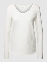 Shirt met lange mouwen in gemêleerde look van s.Oliver RED LABEL Wit - 23