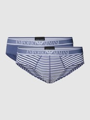Slip mit elastischem Logo-Bund Modell 'Yarn Dyed' im 2er-Pack von Emporio Armani Blau / Türkis - 40