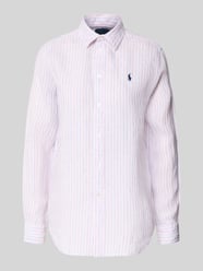 Bluzka koszulowa z czystego lnu od Polo Ralph Lauren Fuksjowy - 25