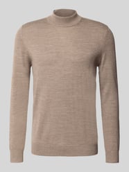 Gebreide pullover van een mix van merinowol met opstaande kraag van Christian Berg Men Beige - 4